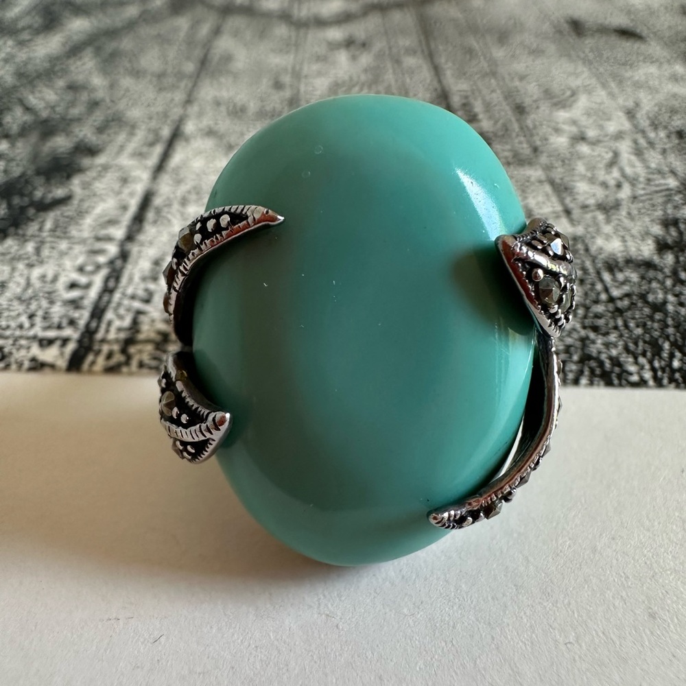 Sterling Silver Marcasite and Turquoise Ring